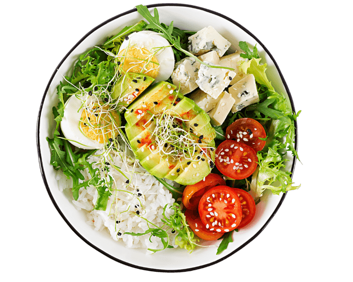 Catering food bowl with fresh ingredients