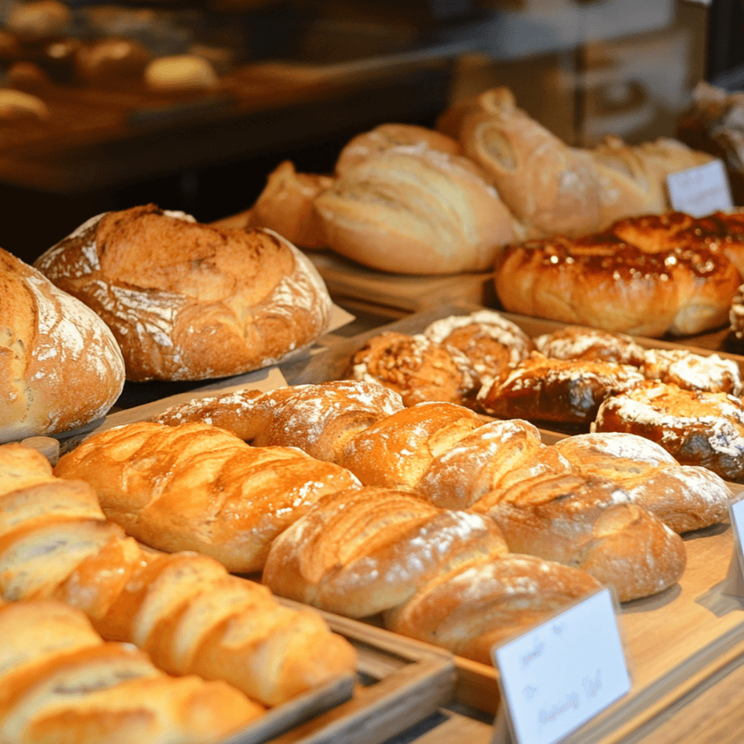 Assortment of fresh baked breads and pastries