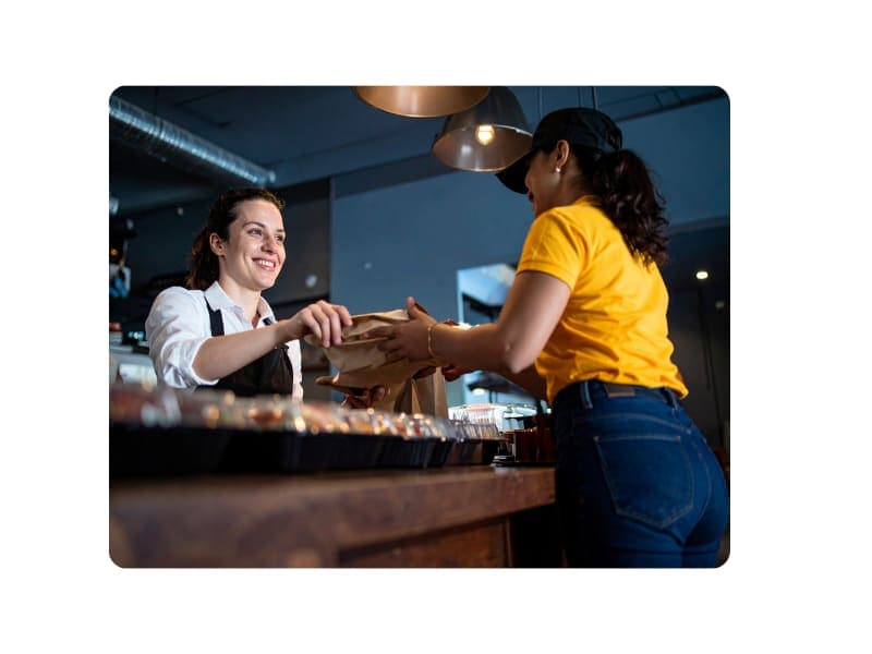 Vendor delivering catered food