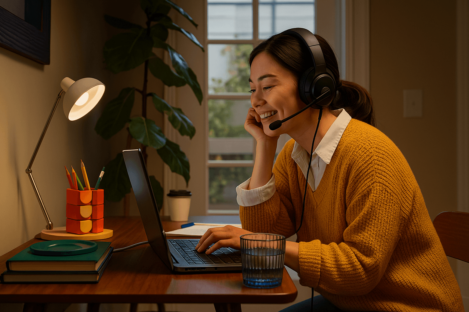 A virtual administrative assistant working remotely on a laptop, managing emails and scheduling.