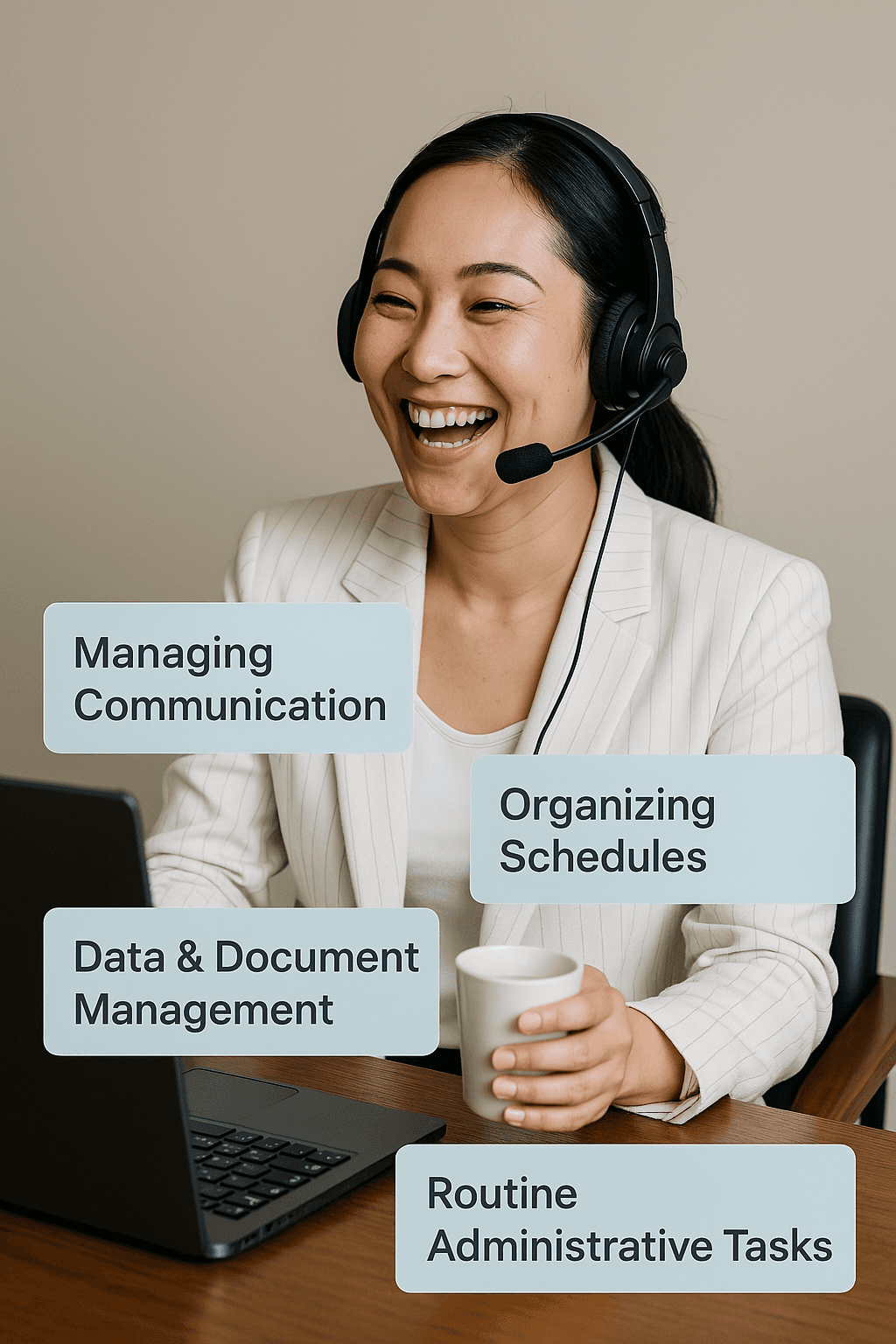 Office team celebrating Administrative Assistant Day with thank-you notes and decorations.